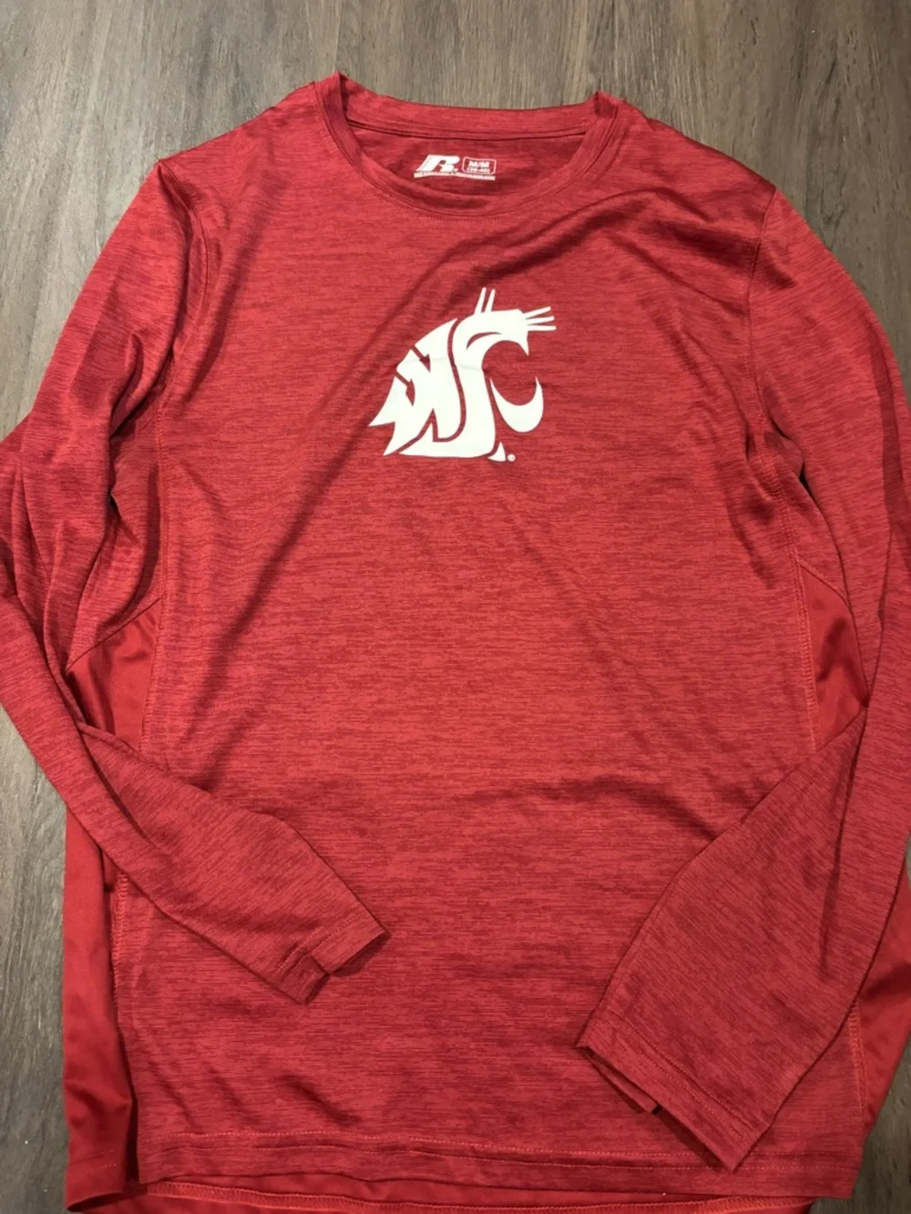 Russell Athletic Red Long-Sleeve Performance Shirt with White Logo WSU